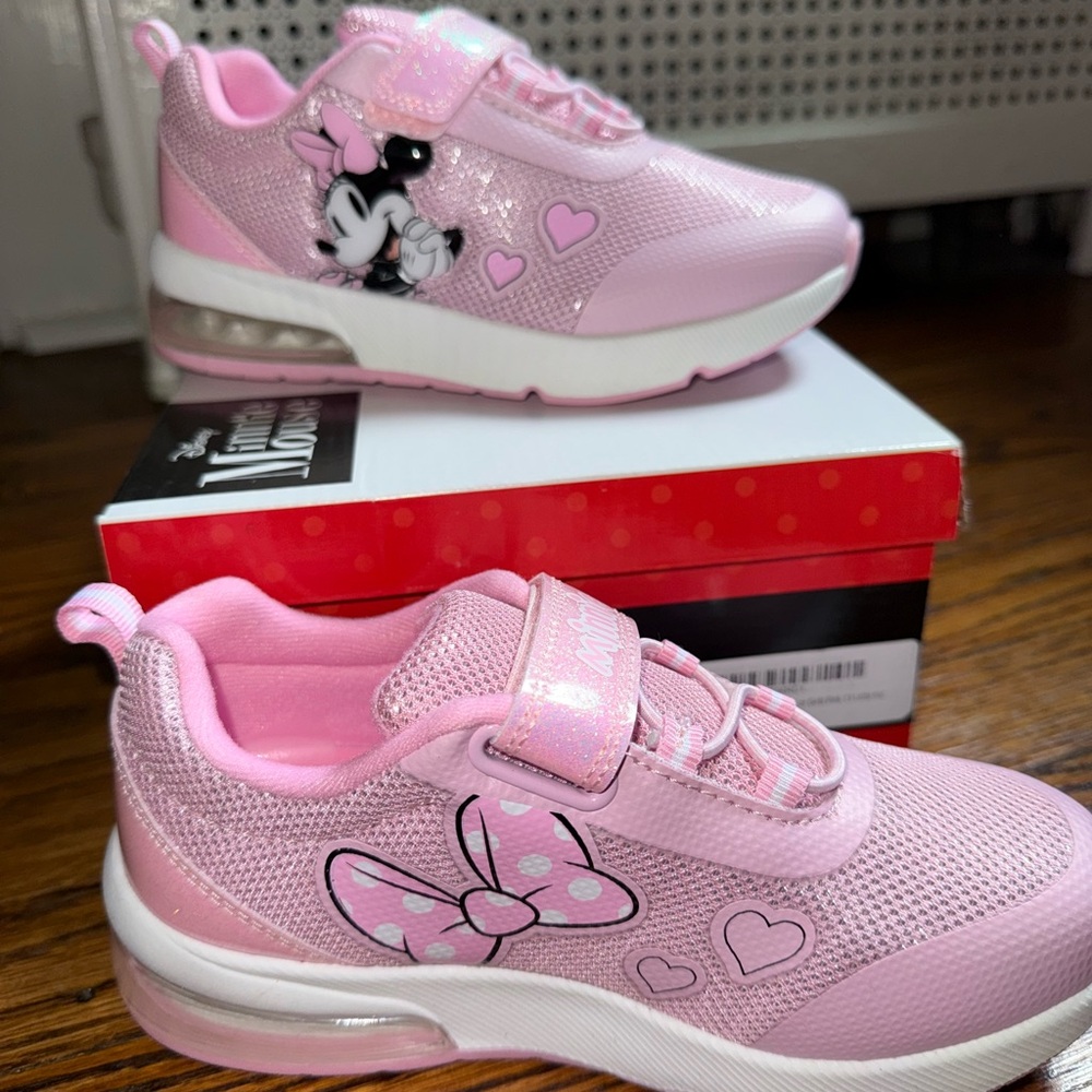 Disney Minnie Mouse Pink Heart Sneakers for Kids